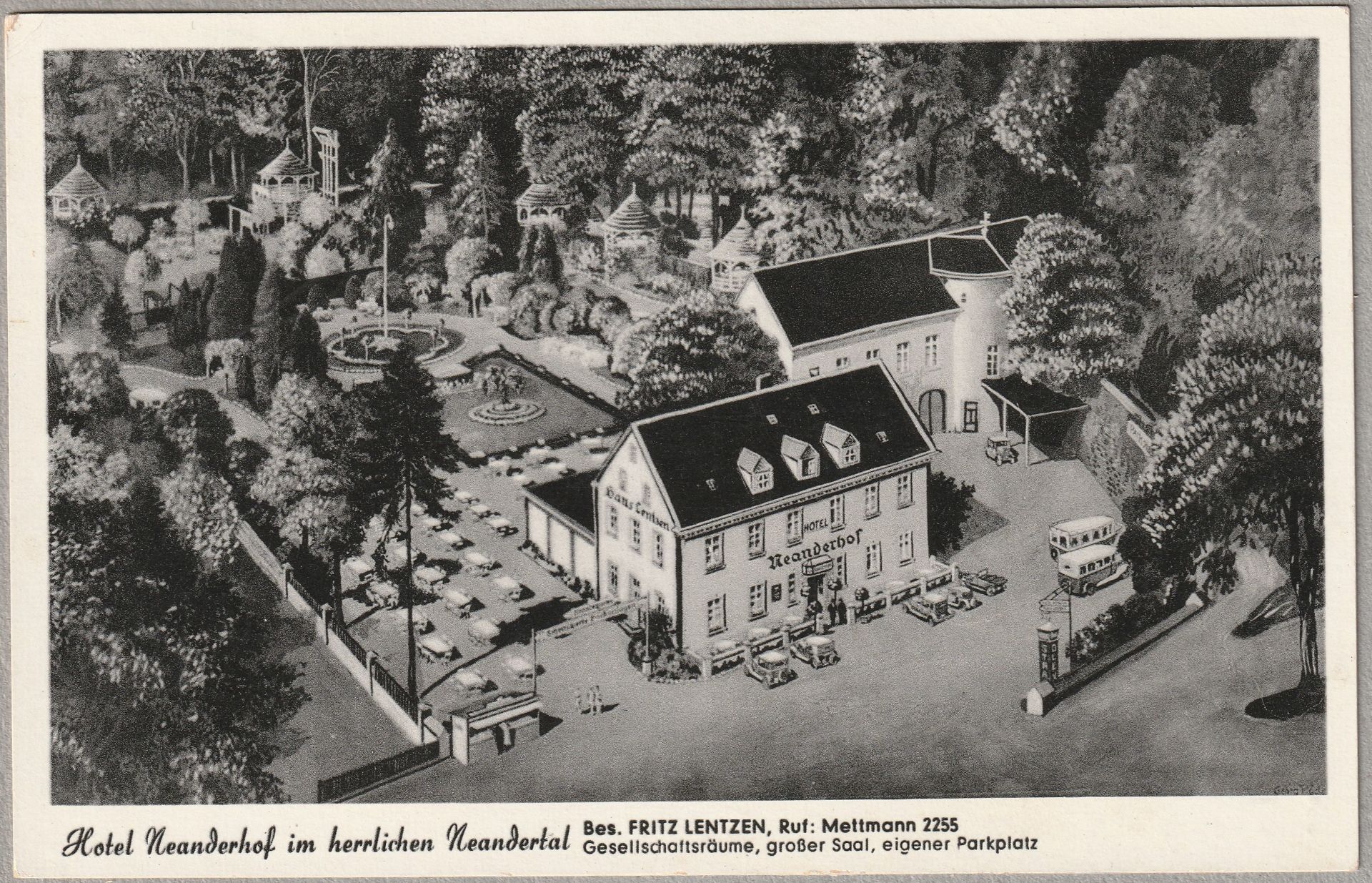 Restaurant Neanderhof op het huidige museumterrein, ansichtkaart uit de jaren 50
