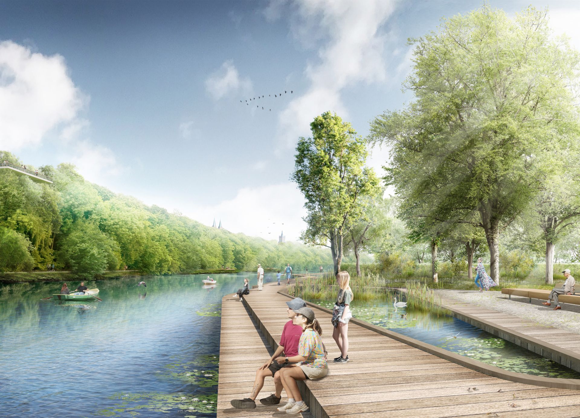 De waterbrug bij Kermisdahl is een kunstmatige loopbrug met indrukwekkend uitzicht