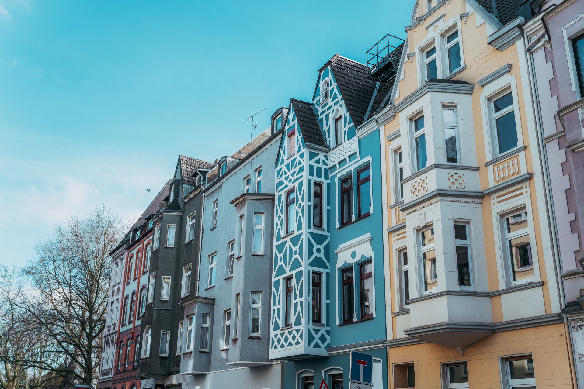 Oude gebouwen in de wijk Unionviertel in Dortmund