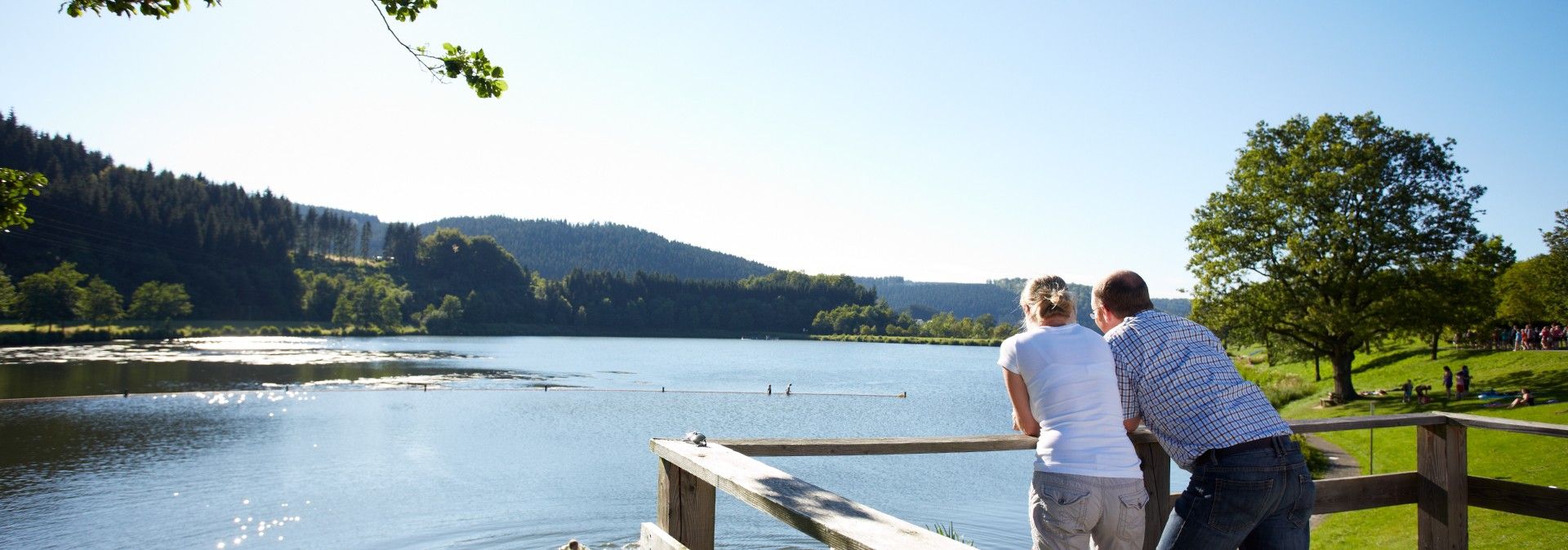 Uitzicht op de Hillebachsee