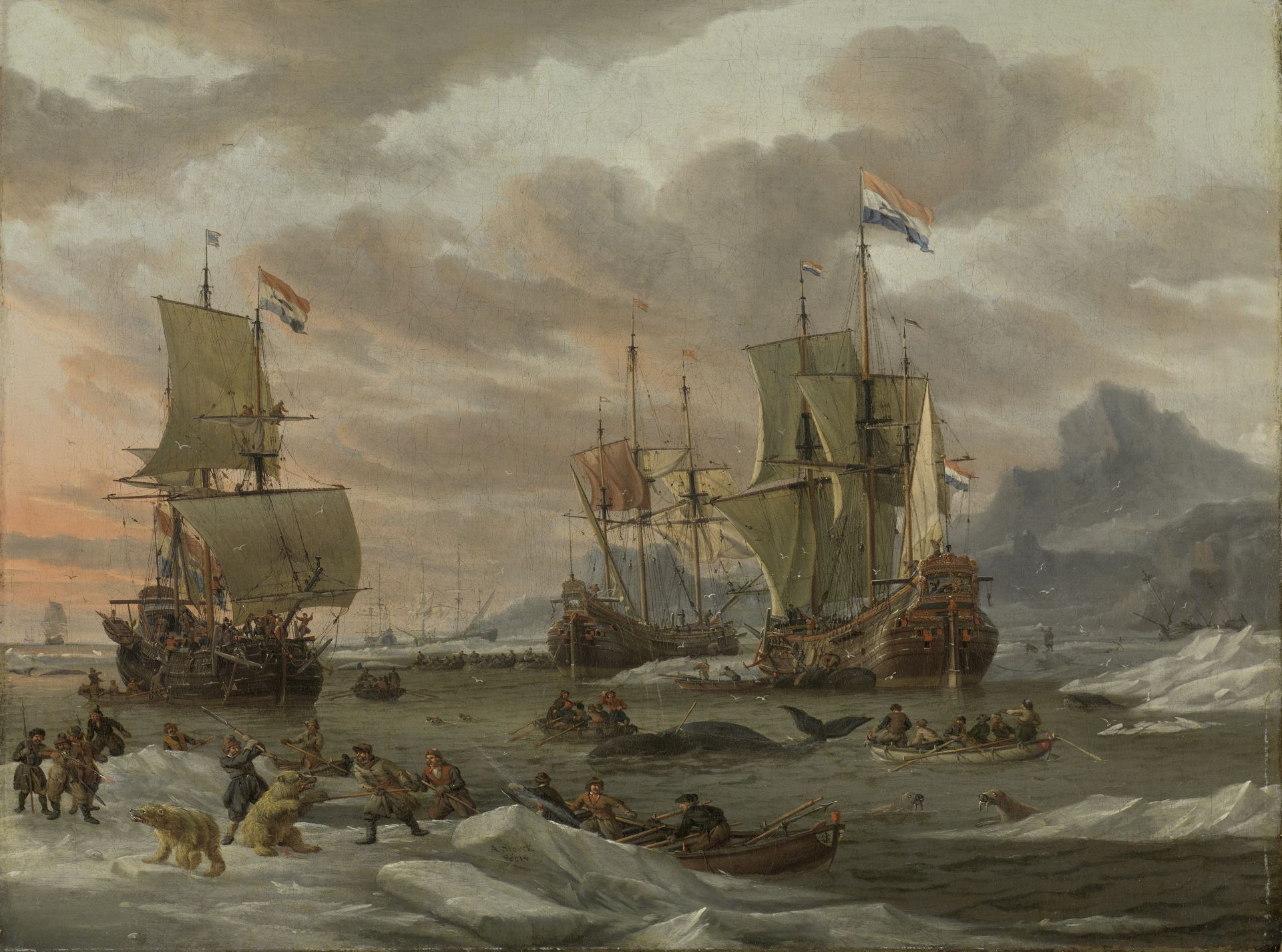 Abraham Storck, walvisvangstgebied in de Noordelijke IJszee, 1654-1708