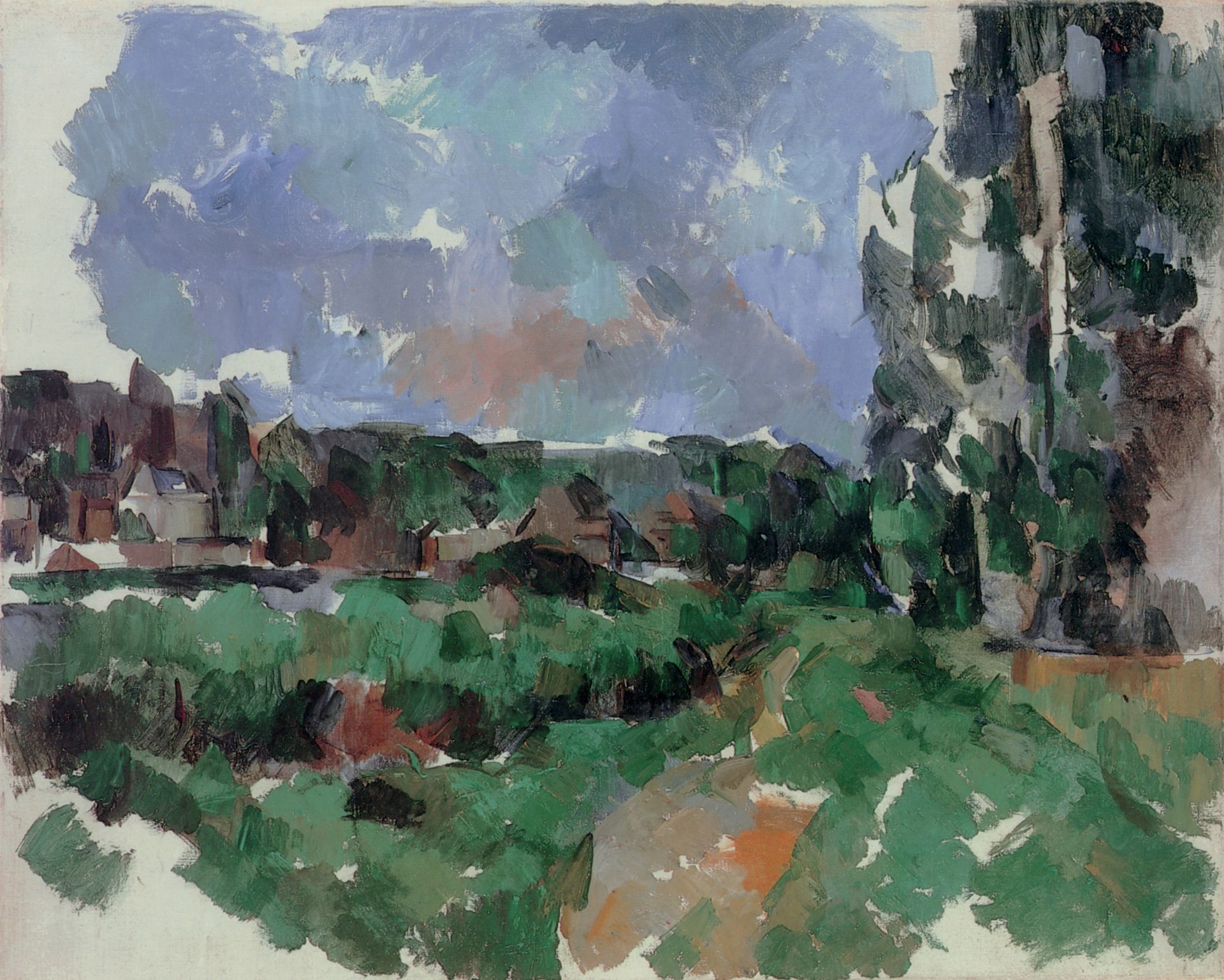 Paul Cézanne, Rivierlandschap met huizen, circa 1904, olieverf op doek, 65,5 x 81 cm