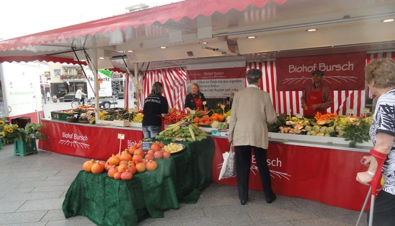 Biohof Bursch is ook vertegenwoordigd op wekelijkse markten met haar producten