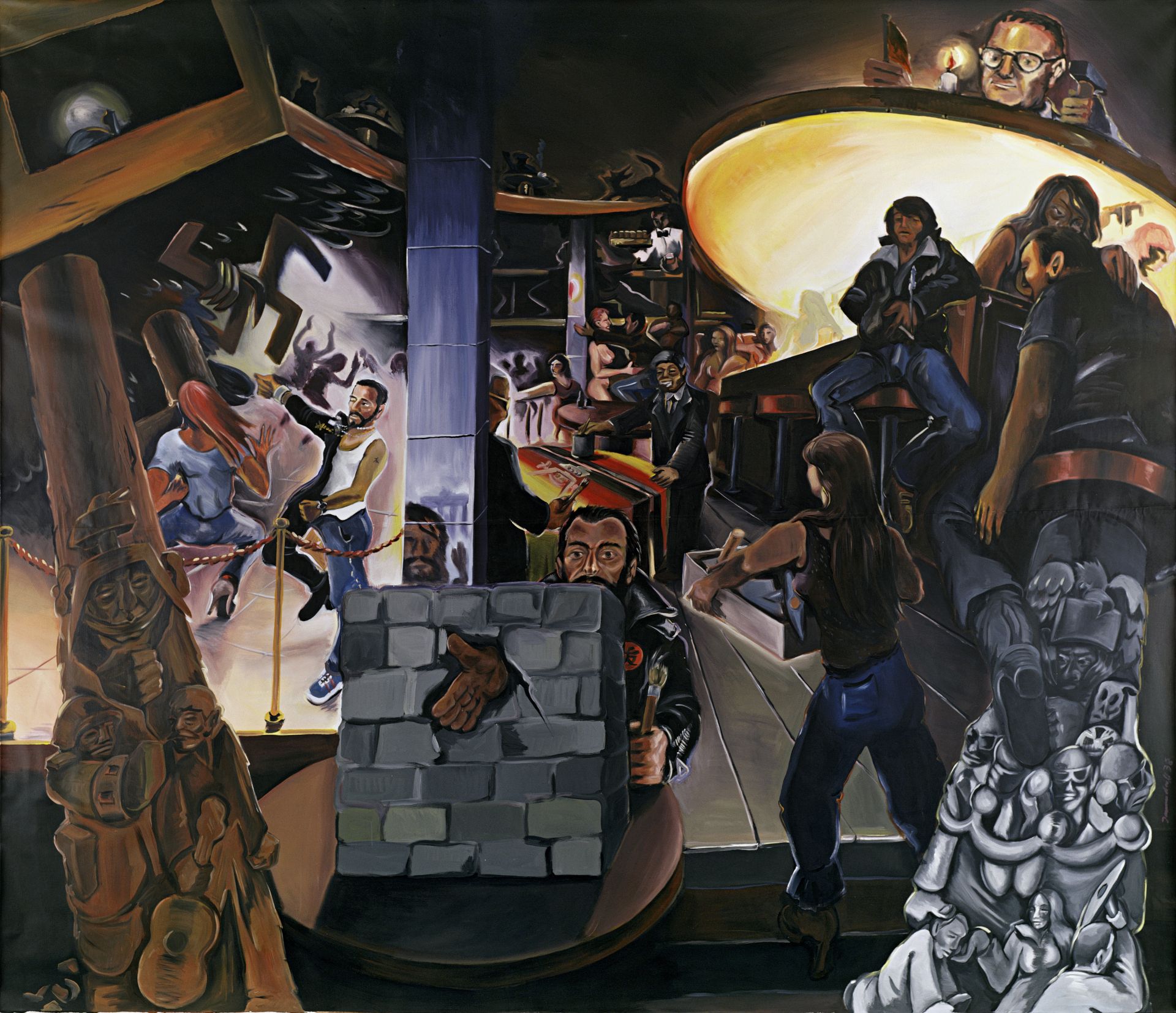 Jörg Immendorff, Café Deutschland I, 1978, olieverf op doek, 282 × 330 cm, Museum Ludwig, Keulen, foto: Farbanalyse