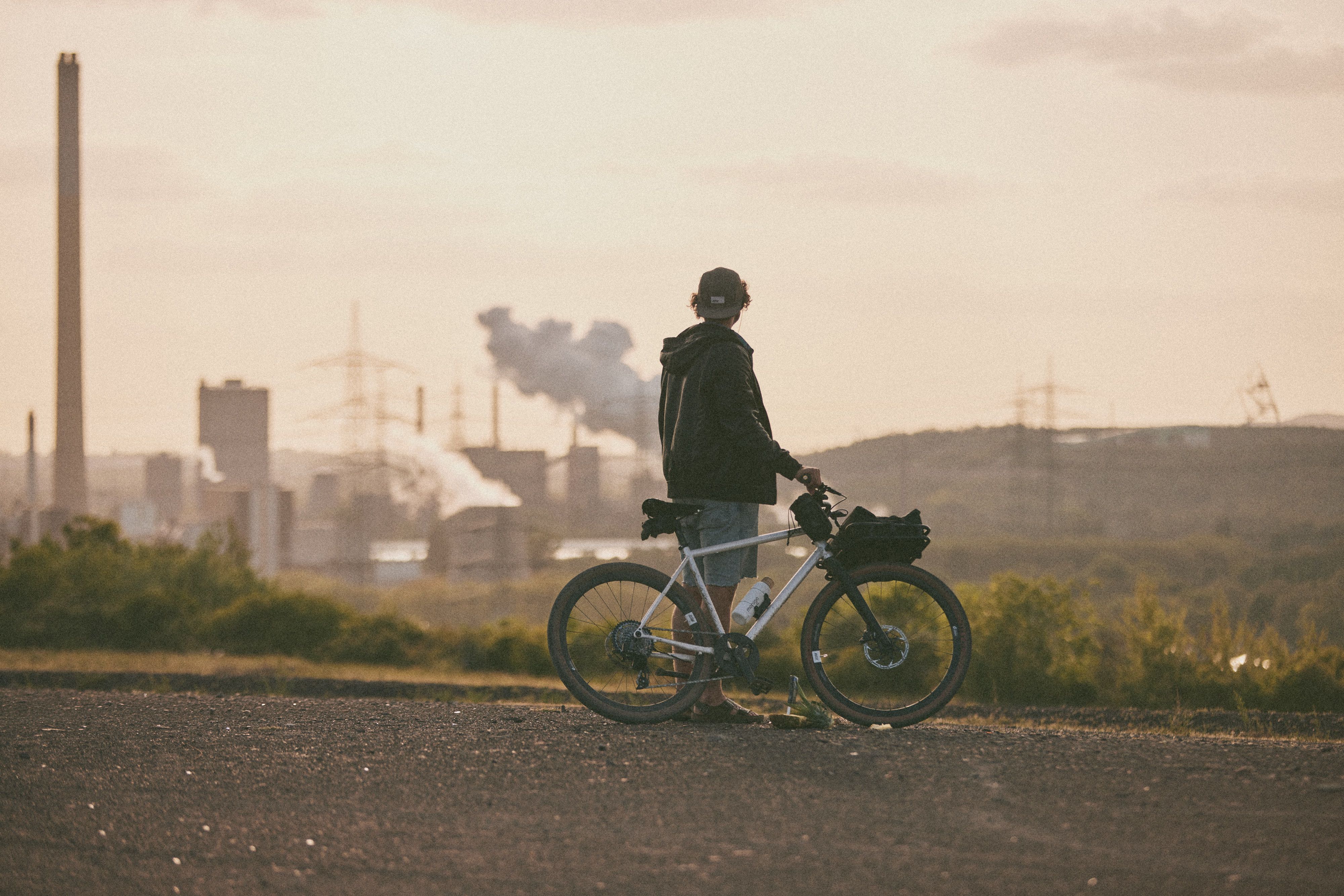 Fietsen bij de Halde Haniel in het Ruhrgebied
