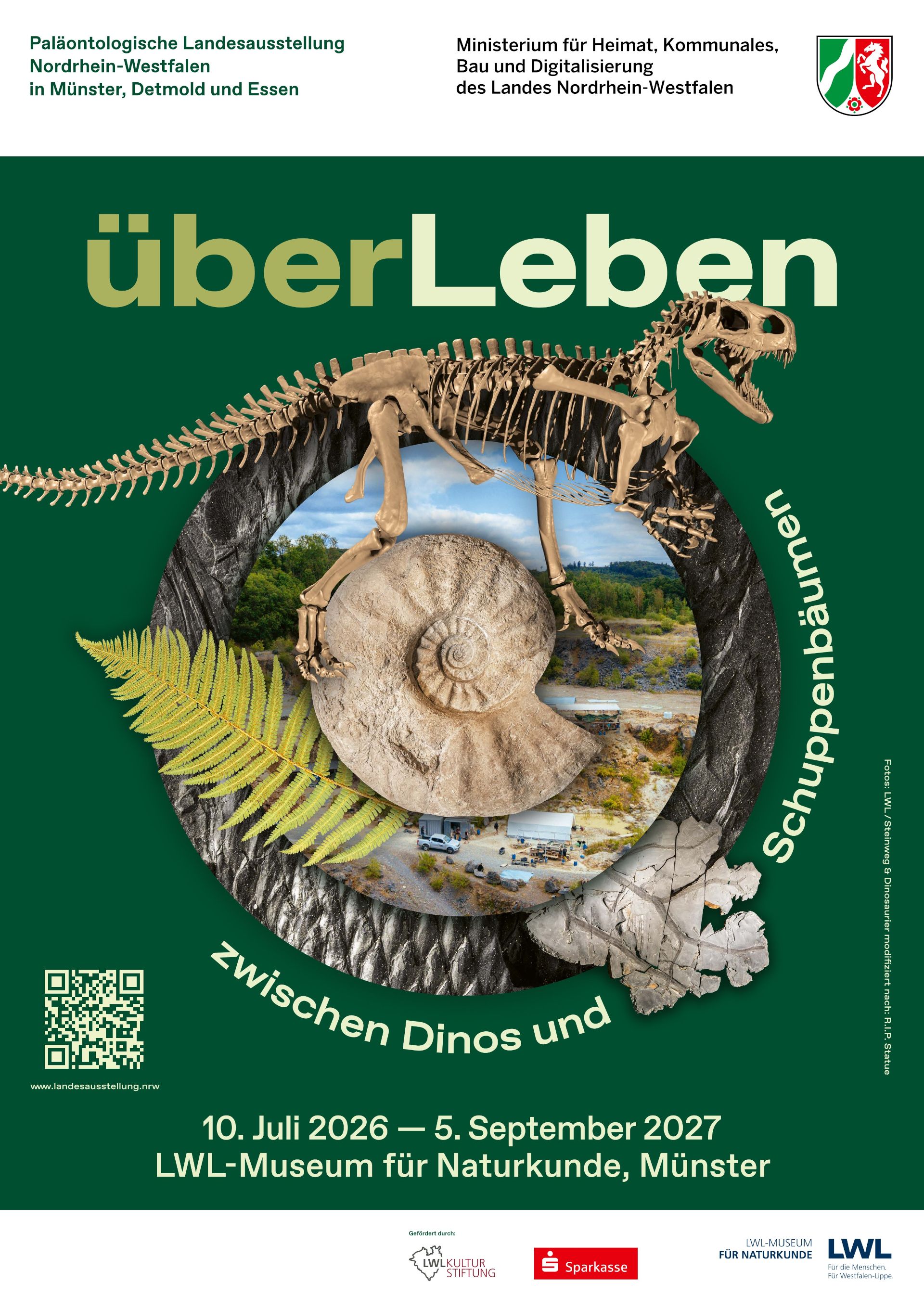 De tentoonstelling „Overleven tussen dino’s en schubbomen” in het LWL-Museum voor Natuurkunde in Münster vindt plaats van 10 juli 2026 tot en met 5 september 2027