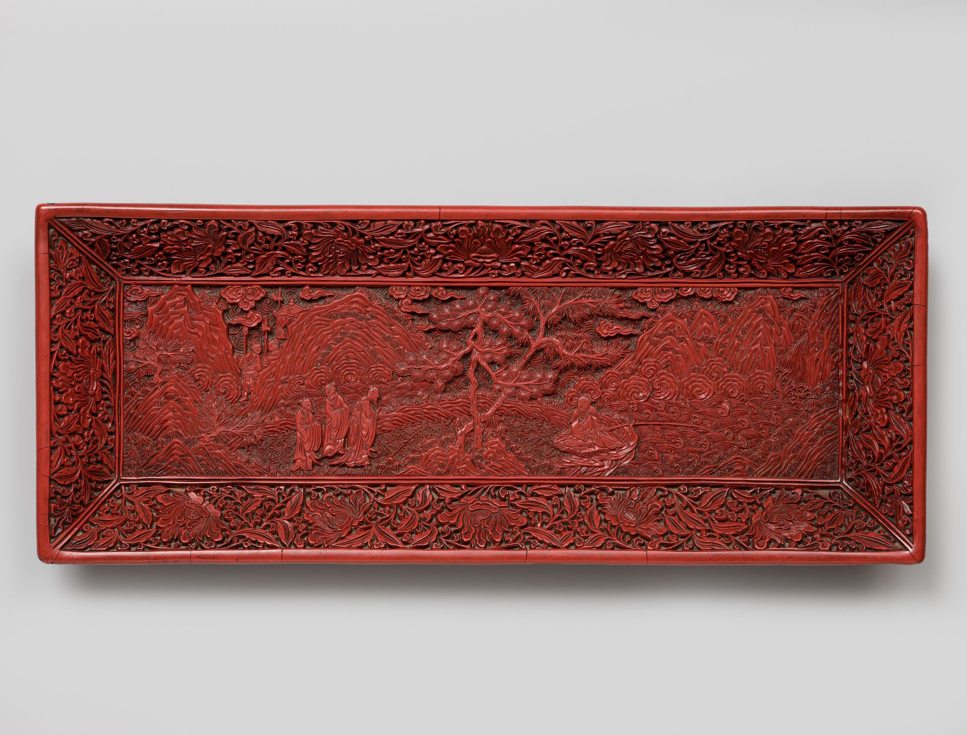 Schaal met afbeelding van Jiang Ziya, L 35,2 cm, Yuan-dynastie (1279-1368)