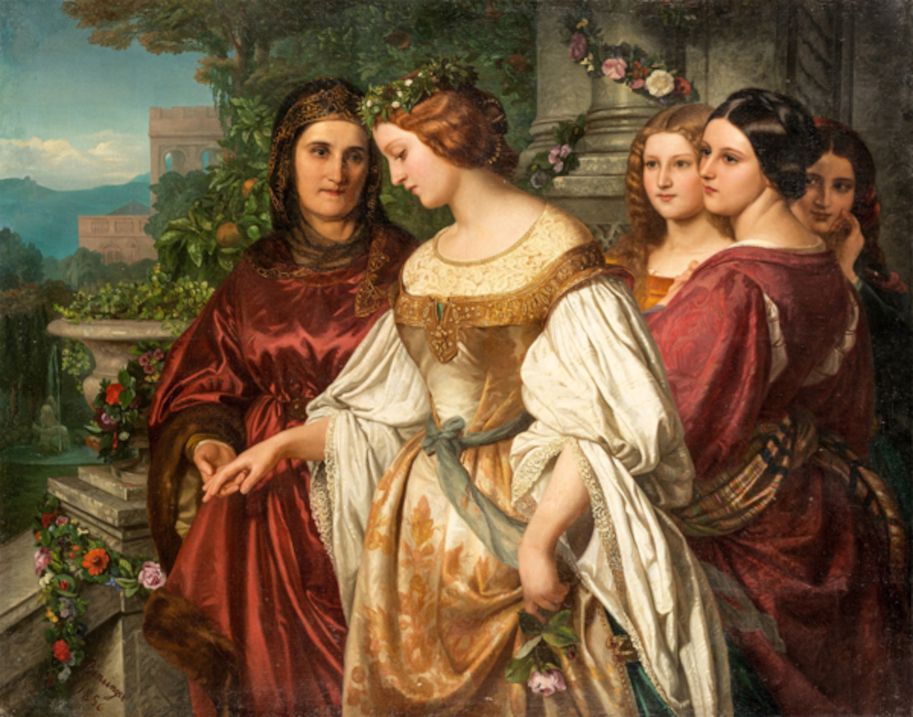 Amalie Bensinger, Bruiloftsochtend, 1856, olieverf op doek, 122 x 155cm