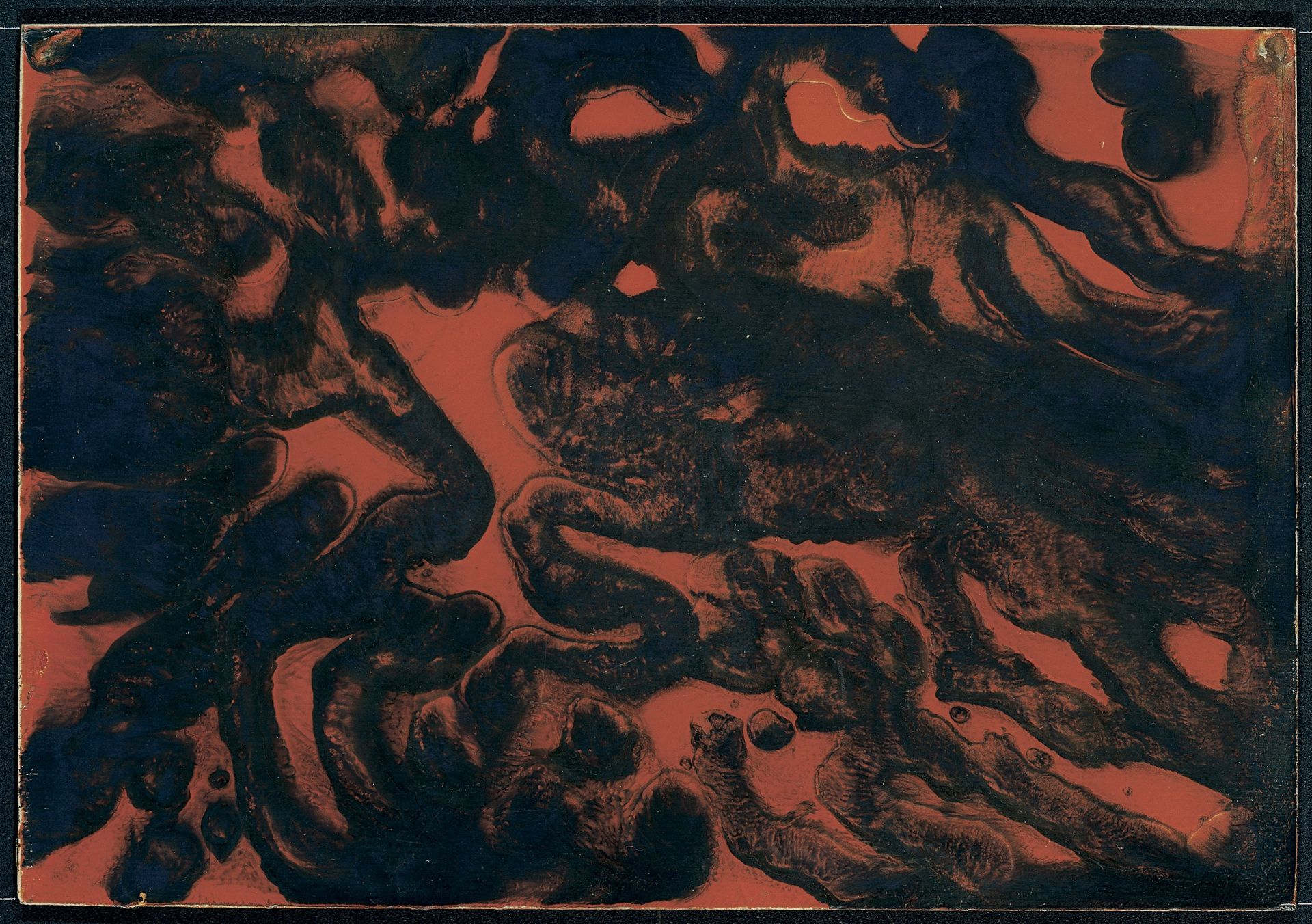 Willi Baumeister, Zonder titel, 1941/42, nitrocelluloseverf op multiplex, afmetingen werk: 20 x 29,1 x 5 cm, afmetingen lijst: 37,7 x 47,7 x 4 cm
(actueel)