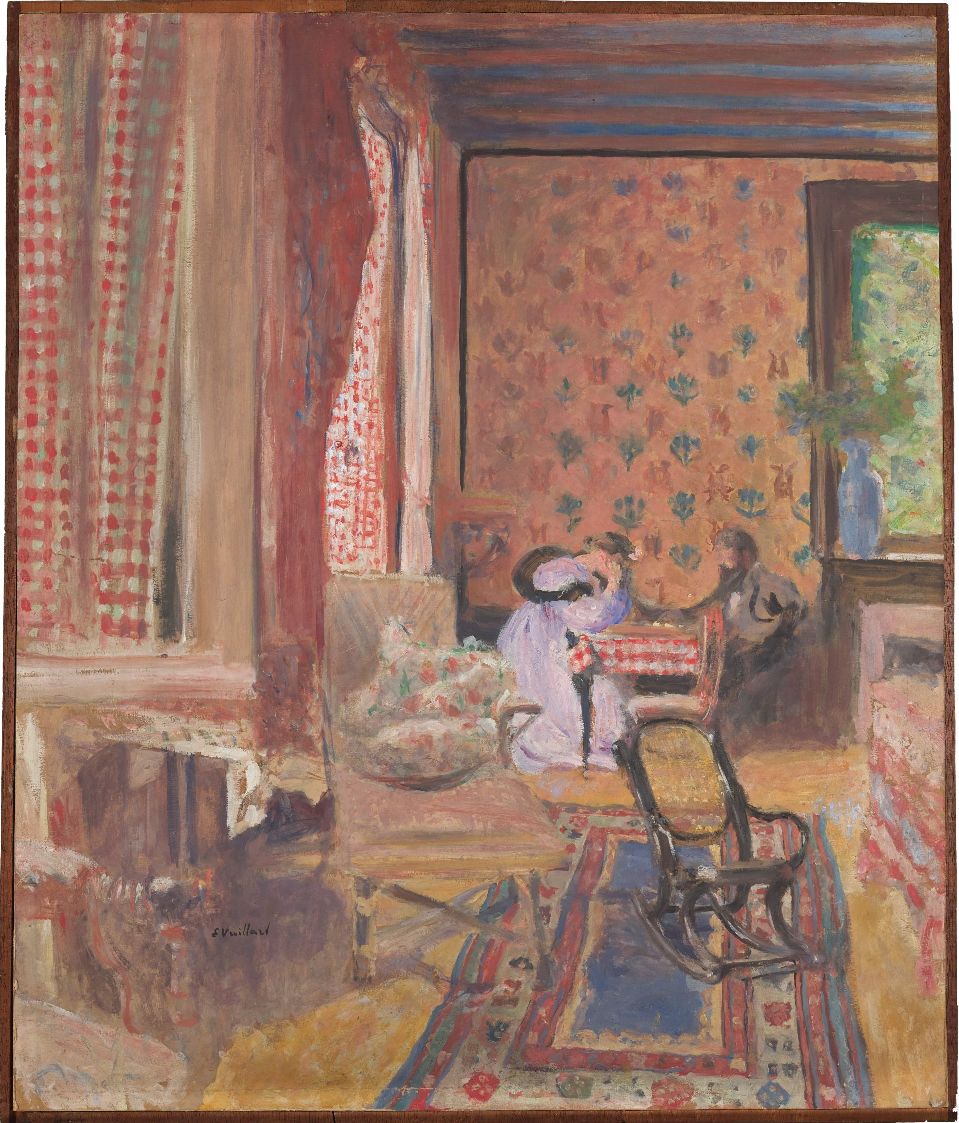 Edouard Vuillard, Bij het bordspel (La partie de Dames), 1902 Olieverf op hout 68,2 x 58,4 cm