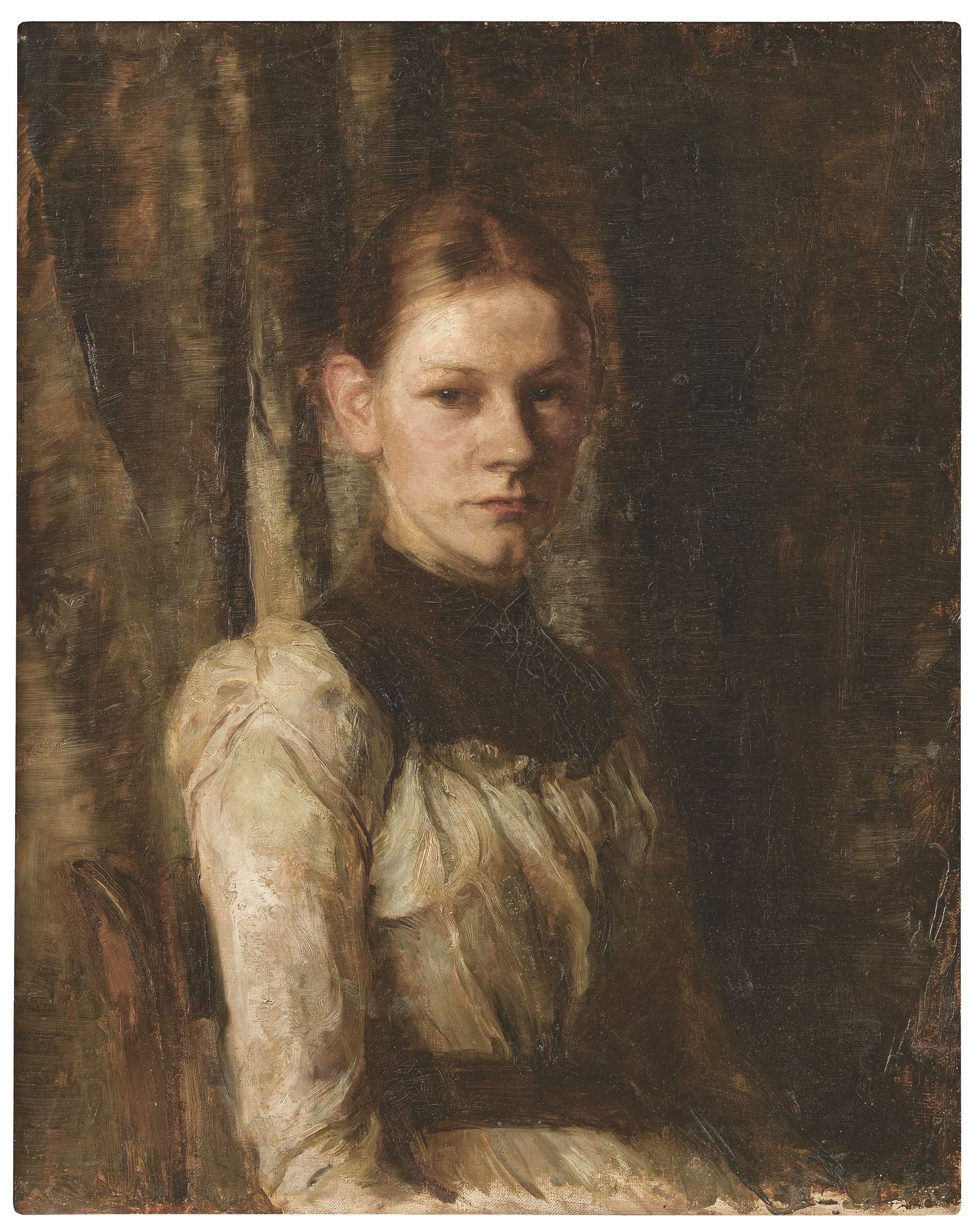 Käthe Schmidt (Kollwitz), 1867-1945, Portret van Else Rupp, rond 1890, olieverf op doek, 615 x 495 mm