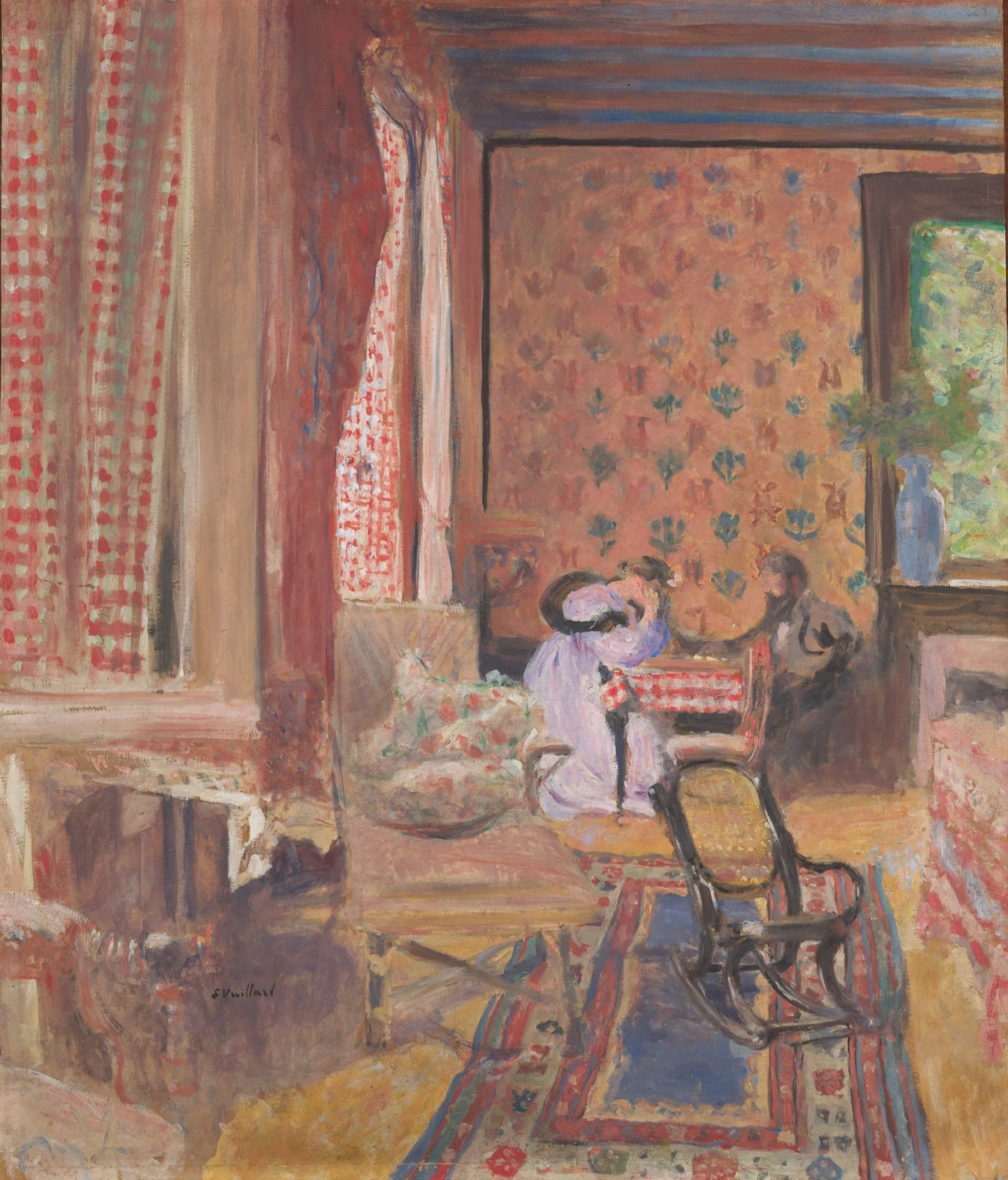 Edouard Vuillard, Bij het bordspel (La partie de Dames), 1902 Olieverf op hout 68,2 x 58,4 cm