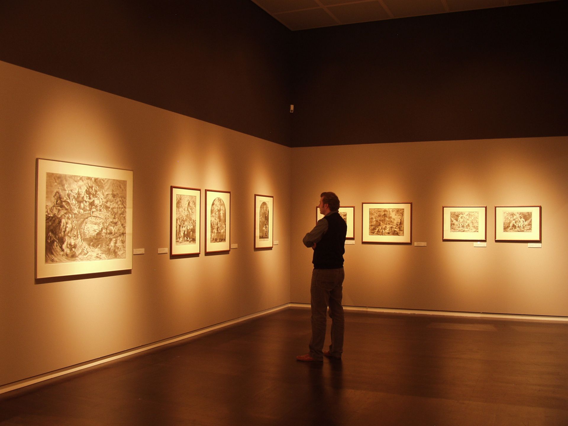 Person schaut Bilder im Wallraf-Richartz-Museum Köln